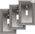 Henne Bery Sunken Pearls Heavy Duty Decorative Wall Plate Switch Plate Outlet Cover (Single Toggle, 3 Pack, Heirloom Silver)