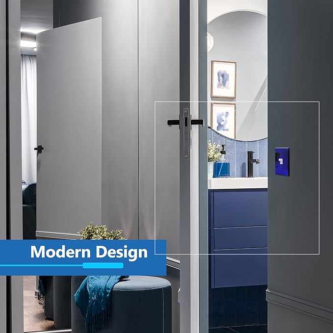 LIDER Toggle Switch Acrylic Wall Plate, Mirrored Light Switch Plate, Plexiglass Switch Cover, Mirror-like Reflective Finish, Modern Upgrade, Oversized 1-Gang 5.25" x 3.44", Blue, 5 Pack