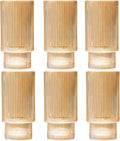 12 oz Ribbed Drinking Glasses Set of 6, Highball Glass Cups Ridged Glass Tumbler by XKXKKE