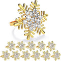 ZeeDix Christmas Gold Snowflake Napkin Rings Set of 12, Napkins Ring for Dinning Table - Rustic Dinner Tables Decoration for Wedding Receptions Christmas Thanksgiving Holiday Party Dinner Parties