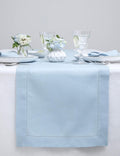 Solino Home 100% Linen Table Runner Sky Blue, Classic Hemstitch 14 x 144 in | by SolinoHome
