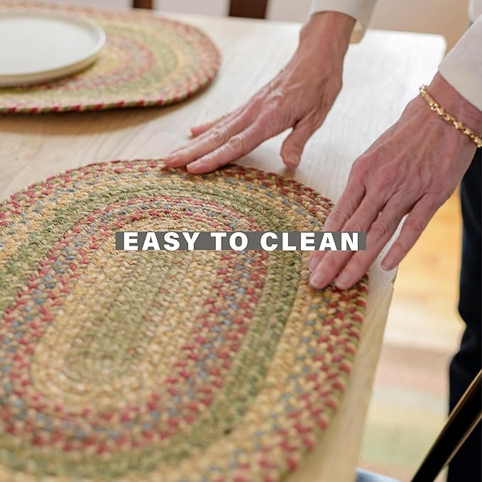 Homespice Azalea Jute Braided Trivets for Table, Warm Country Primitive Decor, Set of 3, Multicolor 8" Round Heat Resistant Mats - Rich Colors, Easy to Clean, Durable and Protects Furniture