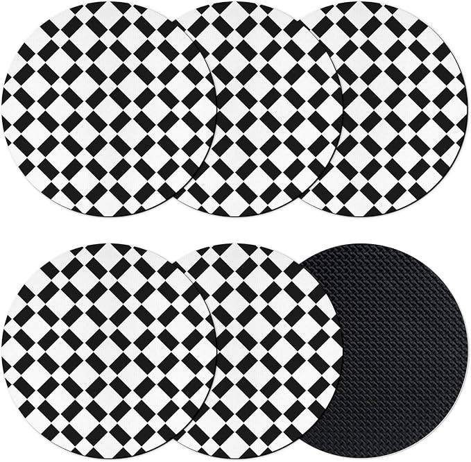 Black White Minimalist Coasters Set of 6, Absorbent Coasters by Unknown