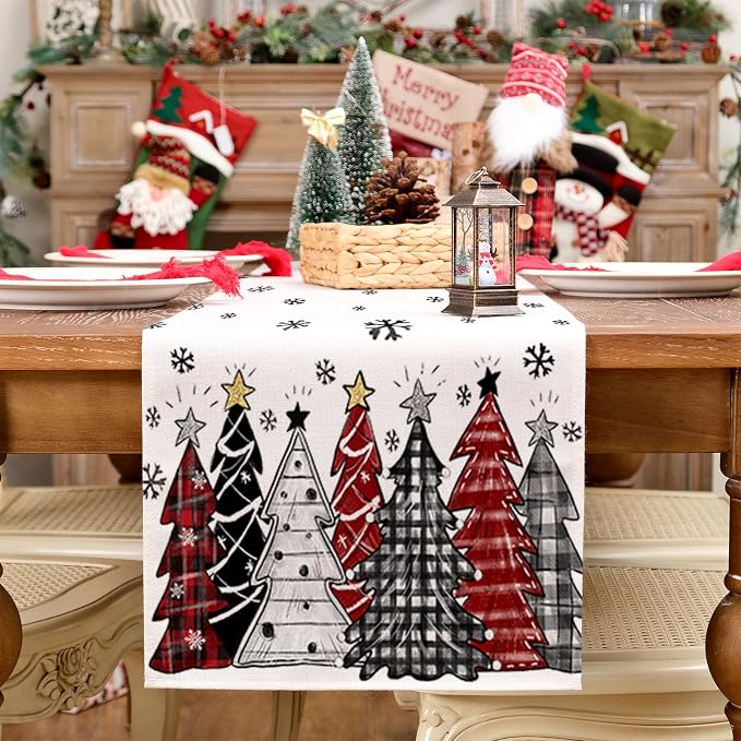 Christmas Table Runner 13x108 Inch, Xmas Tees Snowflakes Holiday Decorative - Image 4