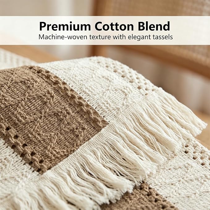 Textured Macramé Table Runner, Cotton and Jute Blend, 30 x 140 cm - Image 2
