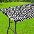 Smiry Rectangle Picnic Table Cloth, Waterproof Elastic Fitted Outdoor Tablecloths for 6 Foot Tables, Wipeable Flannel Backed Vinyl Table Cover for Camping, Dining and Indoor (30"x72", Black)