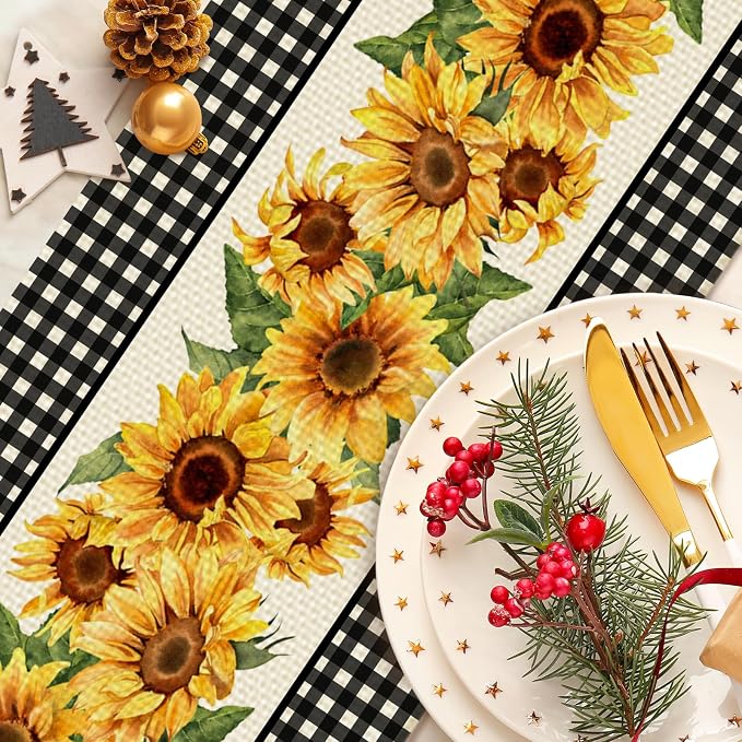 Sunflower Table Runner Kitchen Dining Linen Table Decoration - Image 3