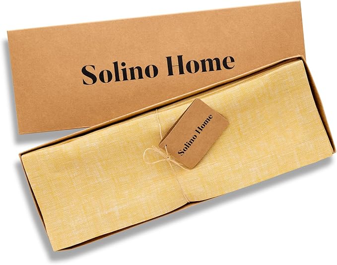 Solino Home 100% Pure Linen Table Runner Mustard Long, Athena 14 x 144 in | - Image 5