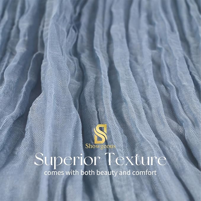 Showgeous 4 Pack Dusty Blue Cheesecloth Table Runner, 17 x 108 Inches | Boho - Image 4