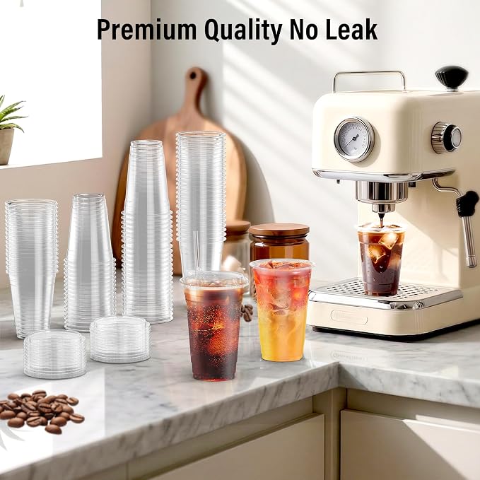 100 Pack - 20 oz Ratio Lines Clear Plastic Cups - Image 7