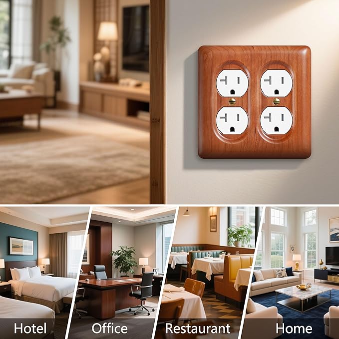 Cherry Electrical Outlet Covers Duplex Receptacle Natural Wood Wall Plate Cover