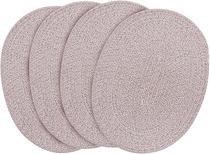 Braided Placemats Set of 6, Cotton Fabric Oval Table Mats Non Slip Washable 16 * 12 inch Oval Place Mats, 6 Pack Mix Brown Rope Woven Placemats