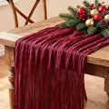 6Pcs Burgundy Table Runner, 10FT Boho Rustic Burgundy Maroon Table Runner by Miucat