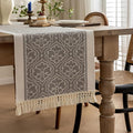Farmhouse Boho Rustic Neutral Table Runner Decor by QGENUINE