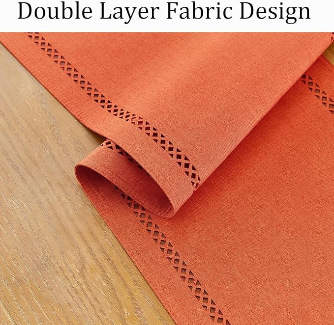 Orange Burlap Table Runner, Fall Table Runners 36 inches Long | Double Layer - Image 2