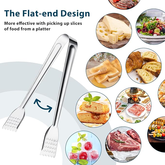 8 Pack Serving Tongs, 9 Inch, Stainless Steel - Image 2