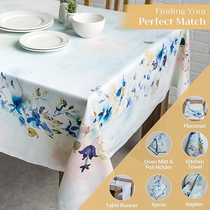 Maison d' Hermine Table Cloth Rectangle Table 100% Cotton 60 x 90 Inches Tablecloth Reusable Decorative for Dining Room Farmhouse Home Valentines Day Decorations Spring Summer - Lazy Summer Days
