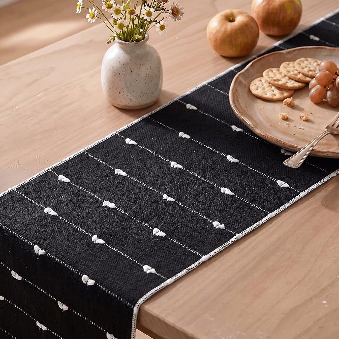 Artoid Mode Black Farbic Rustic Cotton Woven Table Runner, Farmhouse Halloween - Image 4