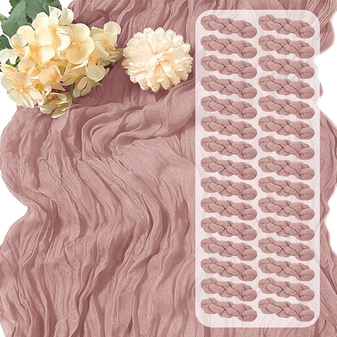 30 Pack Dusty Pink Cheesecloth Table Runner 17 x 108 inch Cheese Cloth Table by Yorcari