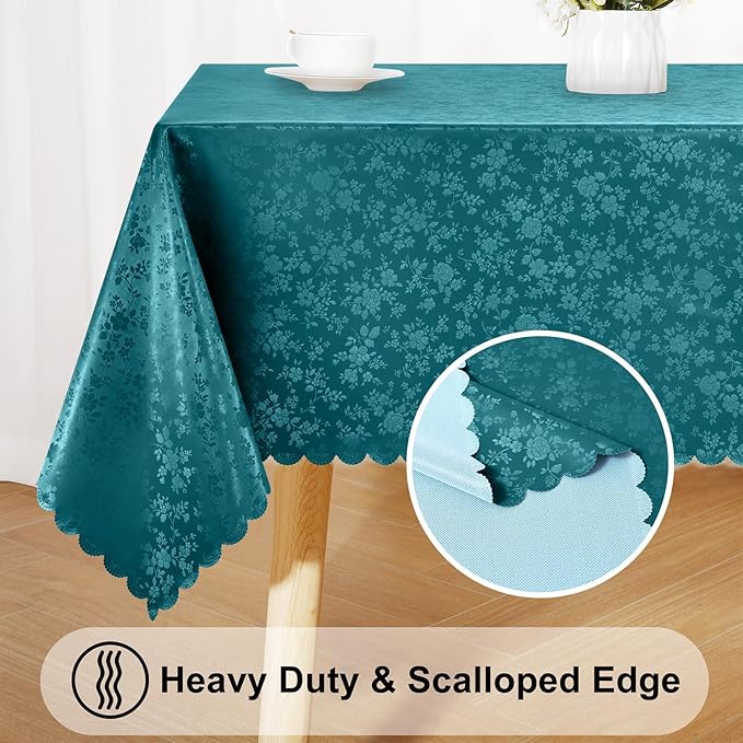 Smiry Square Table Cloth, Waterproof Heavy Duty Vinyl Tablecloths, Wipeable Washable Table Cover for Kitchen and Dining Room (Emerald Green, 54" X 54")