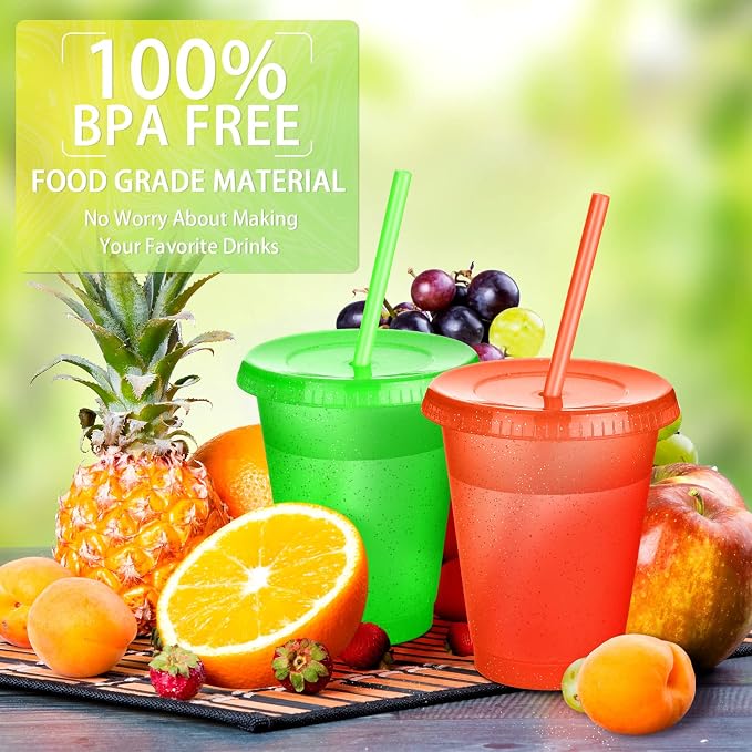 Sieral 15 Pack Cups with Lids and Straws Kids Tumbler with Straw Reusable Water - Image 2