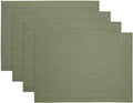 Solino Home Linen Cloth Placemats Set of 4 - 100% Pure Linen Oil Green Placemats 14 x 19 Inch for Spring, St Patricks Day, Easter - Fete