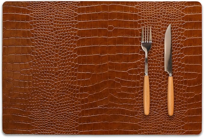 Set of 8 Faux Leather Placemats, PU Table Mats, Waterproof, Stain Resistant, Heat Resistant, Easy to Clean for Kitchen Dining Table,Conference Table