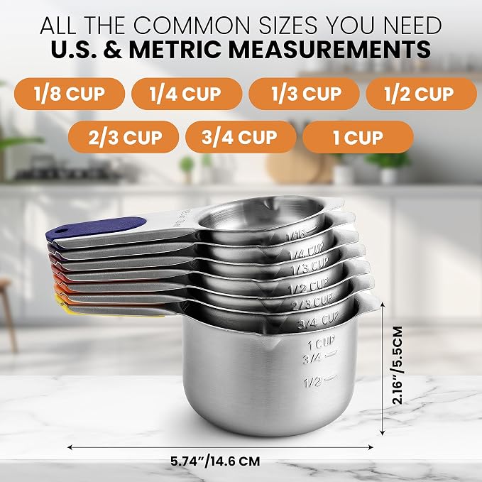Spring Chef 7 Magnetic Stainless Steel Measuring Cups Set, Mountain Sunrise | - Image 3
