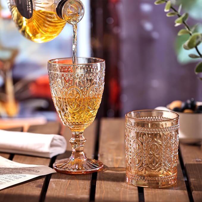 abrwyy Amber Glassware set of 4, Vintage Drinking Glasses, 10oz Heavy Duty - Image 6
