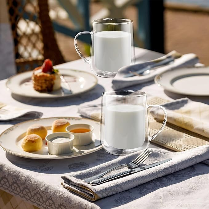 Joeyan Clear Double Walled Glass Coffee Mugs, Double Layer Tea Latte Cappuccino - Image 6