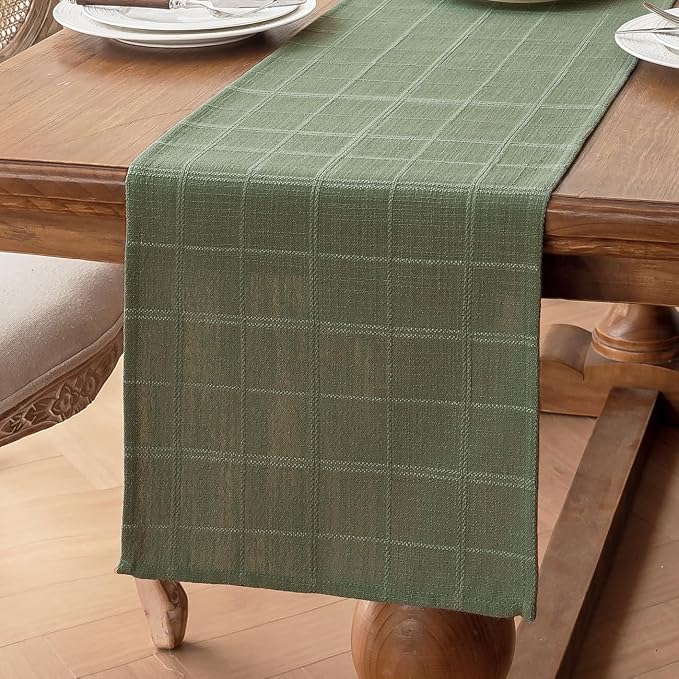 Linen Textured Table Runner, Sage Green Table Runners 48 Inches Long | Raised - Image 6