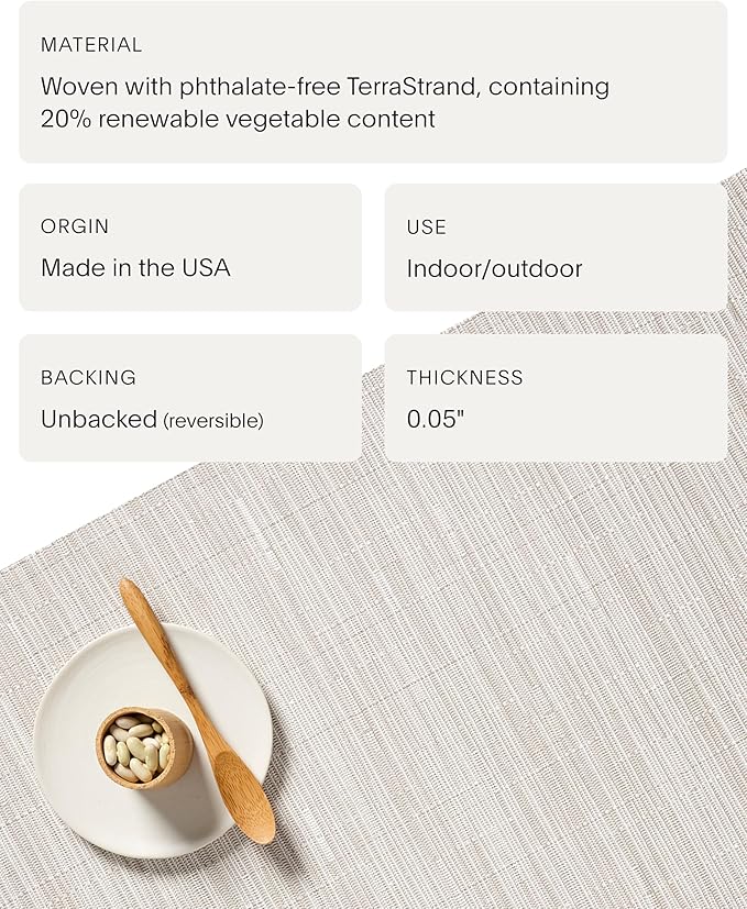 Chilewich Bamboo Placemats Set of 4 - Woven Rectangle Placemats - Reusable, Stain-Resistant, Indoor/Outdoor Tabletop Protection - 19" x 14" - Coconut