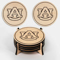 LazerEdge Auburn Tigers Wooden Coaster Set - Maple Wood - Officially Licensed Product - 4-Pack