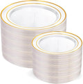 200 Pcs Clear Gold Plastic Plates by I00000