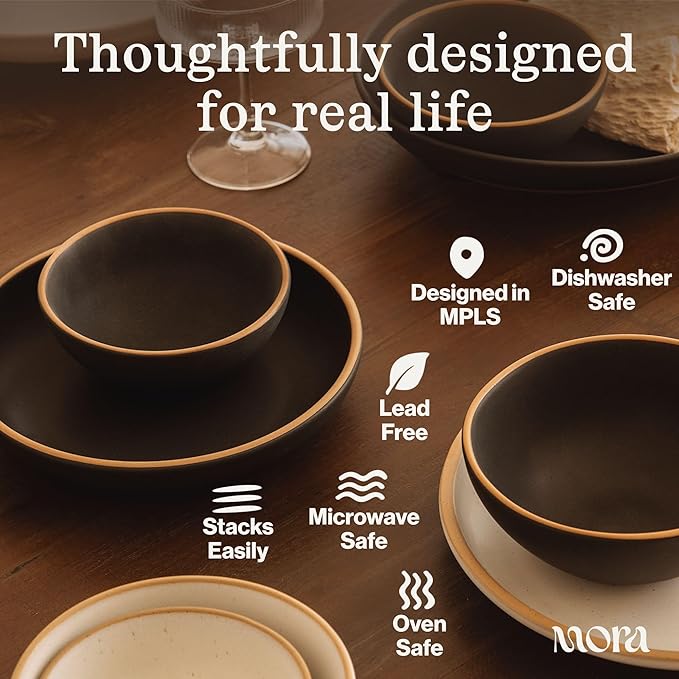 MORA Small Bowls Set of 4, 16oz Ceramic Pottery Dessert Bowls - Microwave, Oven and Dishwasher Safe - Terracotta