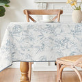 jinchan Blue Floral Linen Rectangle Table Cloth 50 x 84 Inch | Extended table by JINCHAN