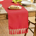 Artoid Mode Red Tassel Table Runner, Christmas New Year Linen Blend Rustic by ArtoidMode