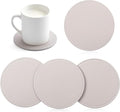 4 PCS Leather Coasters for Drinks, Round Leather Drink Coaster for Table by Unknown