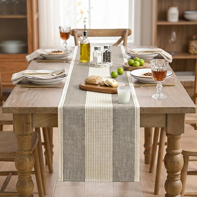 Artoid Mode Brown Farmhouse Rustic Table Runner, Seasonal Fall Macrame Fabric - Image 6