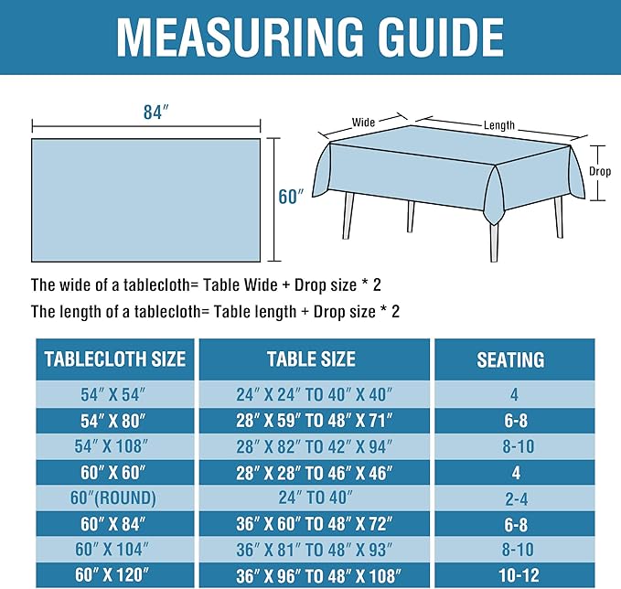 H.VERSAILTEX Linen Textured Table Cloths 60 x 84 Inch Premium Solid Tablecloth Spill-Proof Waterproof Table Cover for Dining Buffet Feature Extra Soft and Thick Fabric Wrinkle Free, Aqua