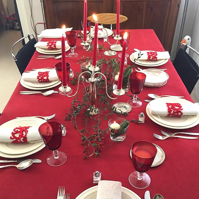 CozRhythm 8 Pack Red Valentine's Day Tablecloth 60 x 126 Inch Rectangular Table Cloth for 8 Foot Rectangle Tables, Wrinkle Resistant Washable Polyester Fabric for Buffet Wedding Party