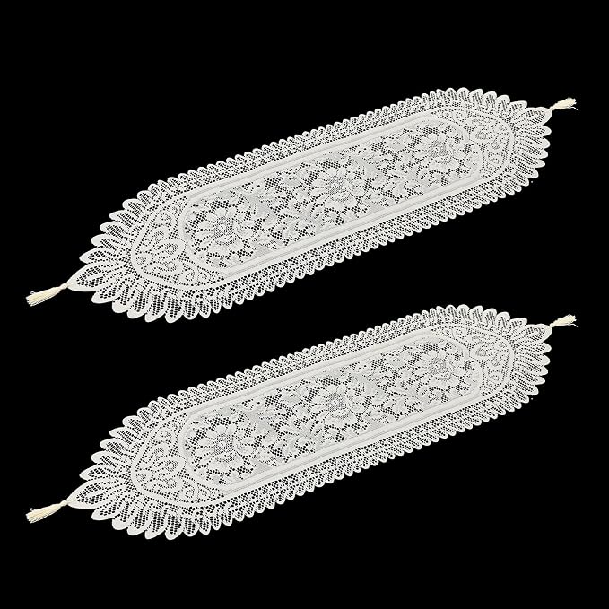 2 Pcs Doily Table Runner Crochet Table Runner by Unknown