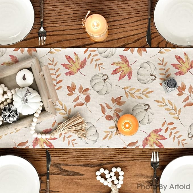 Artoid Mode 210 GSM Fall Table Runner 13x48 Inch Home Party Decor | Orange - Image 4