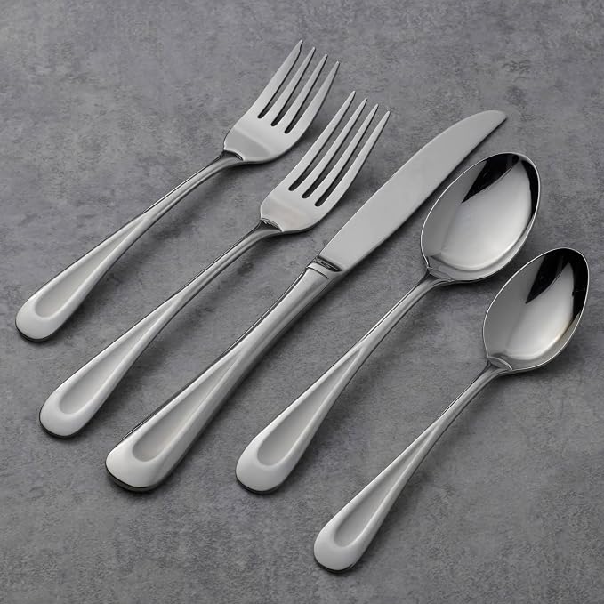 Oneida Silverware Set For 8, Satin Sand Dune 45-Piece Everyday Flatware Set - Image 6