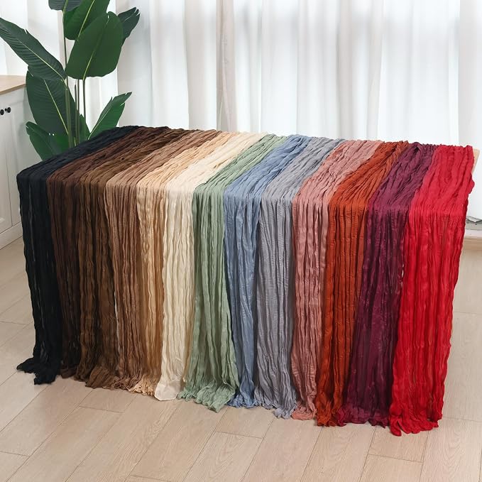 3 Pack Terracotta Cheesecloth Table Runner 120 Inch Boho Wedding Decor | - Image 8