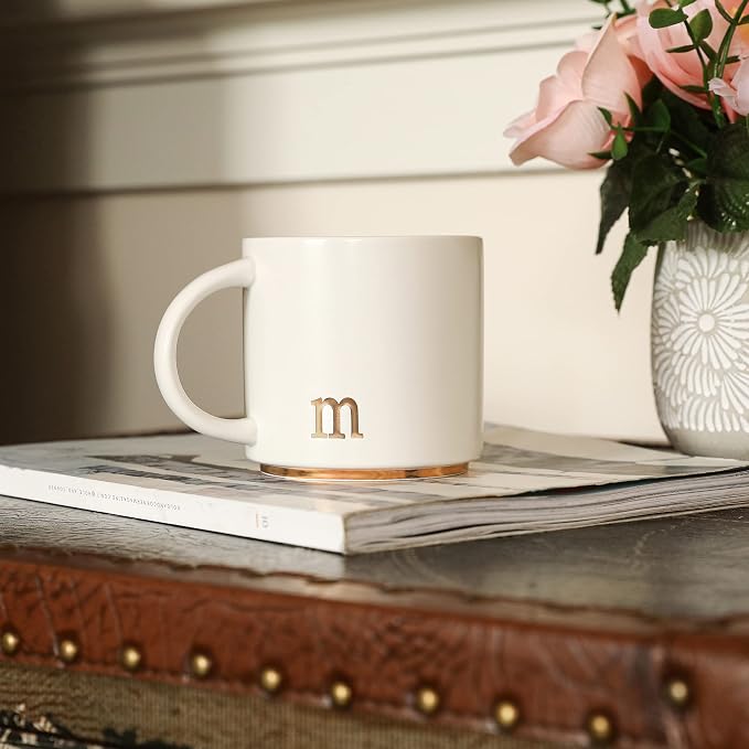 COLLECTIVE HOME Ceramic Coffee Mug, 15 oz Monogram Cup - Image 3