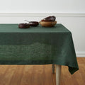 Solino Home Linen Tablecloth 60 x 90 Inch - 100% Pure Linen Forest Green Table Cloth for Rectangle Tables - Athena, Machine Washable Tablecloth for Winter, Easter, St Patricks Day