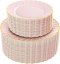 YOUBET 100PCS Pink and Gold Scalloped Plastic Plates by YOUBET