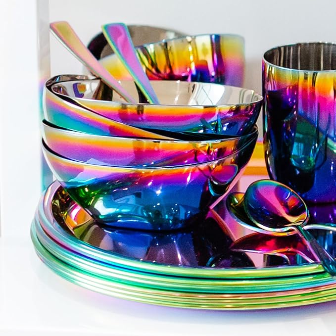 Ahimsa Stainless Steel Kids Bowl, Durable Pediatrician Designed Toddler Snack Bowls, 12oz, Premium Non Toxic Metal, Easy to Clean & Dishwasher Safe, Rainbow