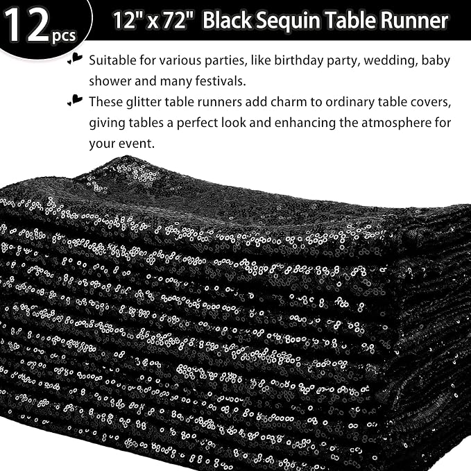 12 Packs Sequin Table Runner Glitter Dining Table Runner - Image 2
